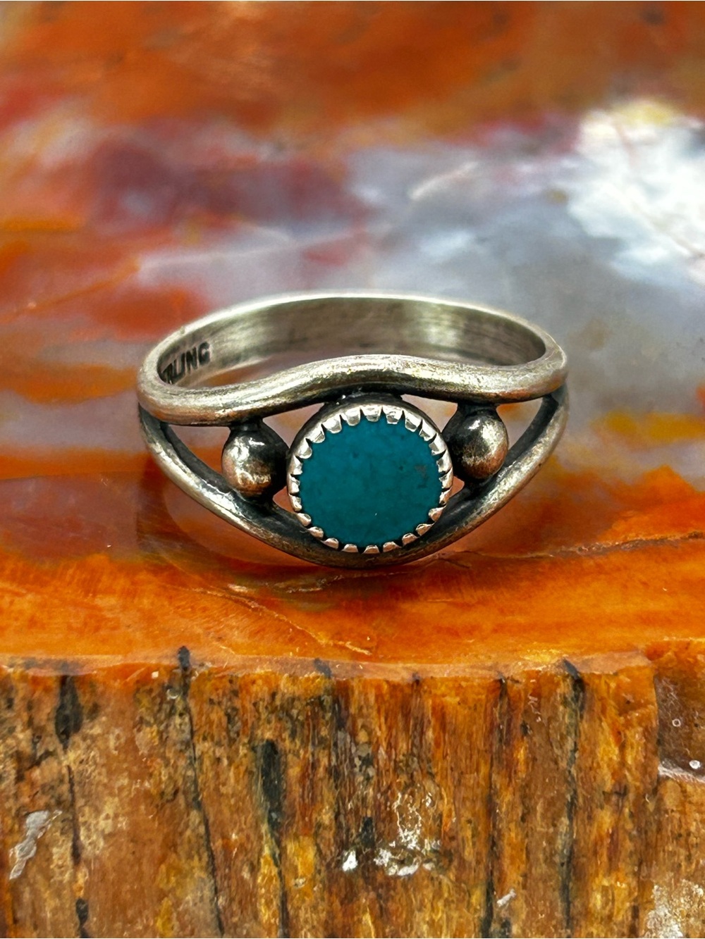 Vintage Sterling Silver Turquoise Ring - Size 8